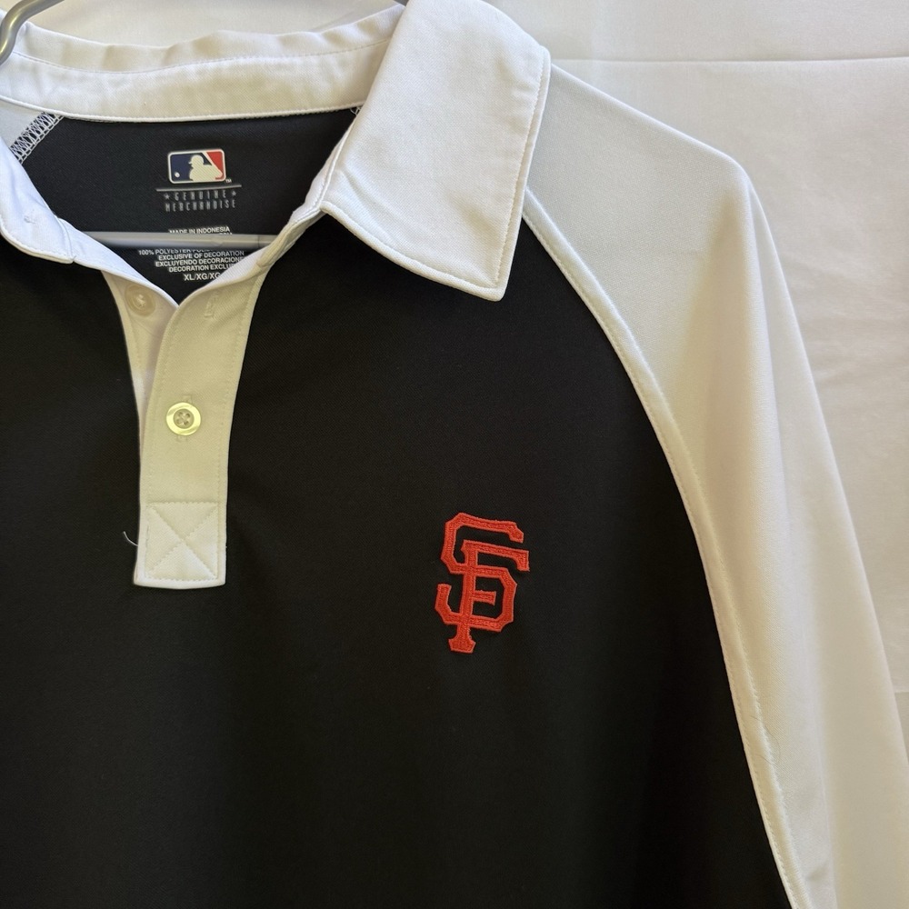 San Francisco Giants MLB Genuine Merchandise Polo Golf Shirt Mens XL Black/White - Picture 3 of 10